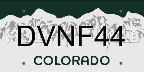 DVNF44 Colorado License Plate