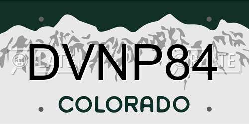 DVNP84 Colorado License Plate