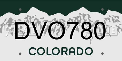 DVO780 Colorado License Plate
