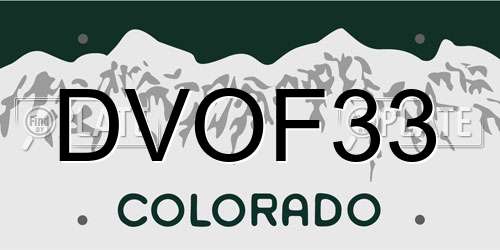 DVOF33 Colorado License Plate