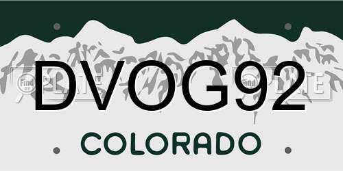 DVOG92 Colorado License Plate