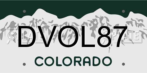 DVOL87 Colorado License Plate