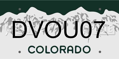 DVOU07 Colorado License Plate