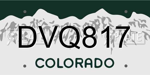 DVQ817 Colorado License Plate