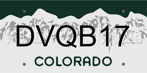 DVQB17 Colorado License Plate