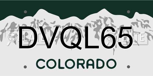 DVQL65 Colorado License Plate