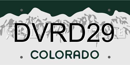 DVRD29 Colorado License Plate