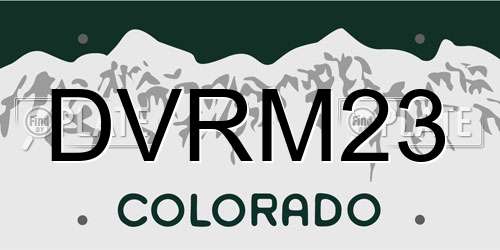 DVRM23 Colorado License Plate