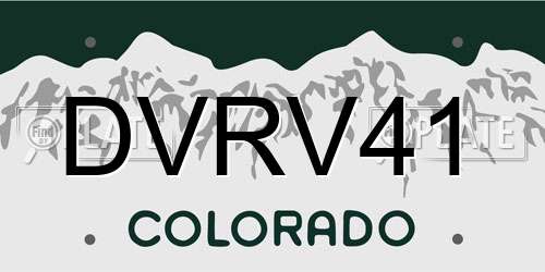 DVRV41 Colorado License Plate