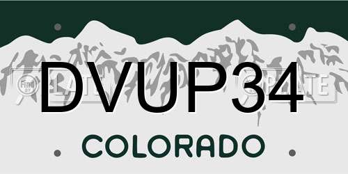 DVUP34 Colorado License Plate