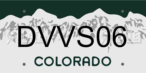 DVVS06 Colorado License Plate
