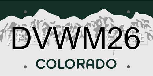 DVWM26 Colorado License Plate
