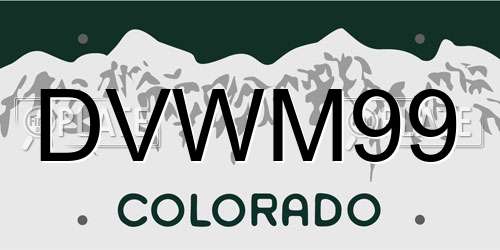 DVWM99 Colorado License Plate