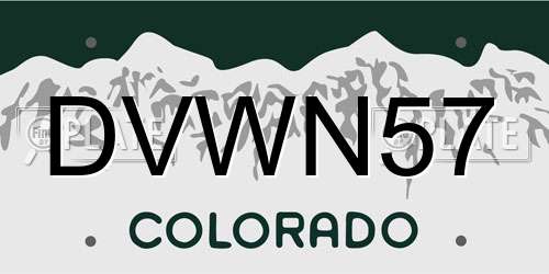 DVWN57 Colorado License Plate