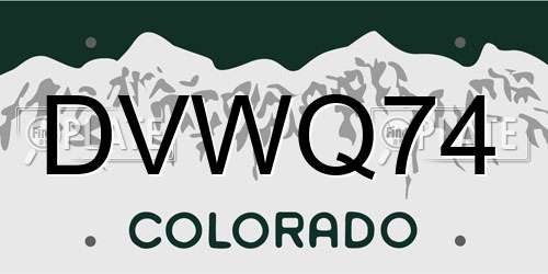 DVWQ74 Colorado License Plate