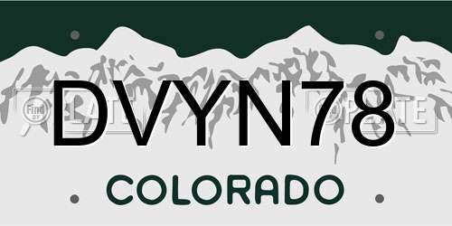 DVYN78 Colorado License Plate