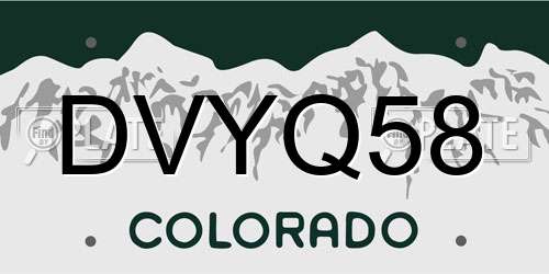 DVYQ58 Colorado License Plate
