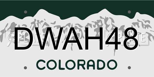 DWAH48 Colorado License Plate