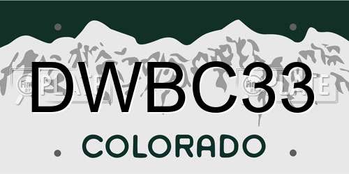 DWBC33 Colorado License Plate