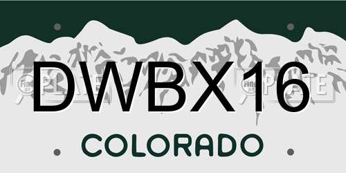 DWBX16 Colorado License Plate