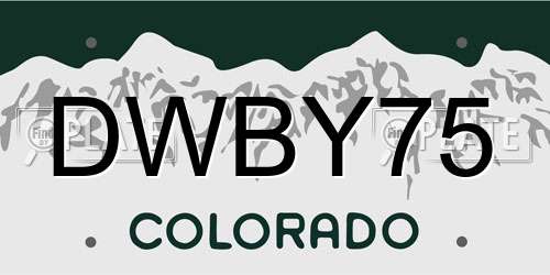 DWBY75 Colorado License Plate