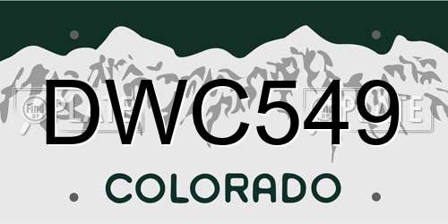 DWC549 Colorado License Plate