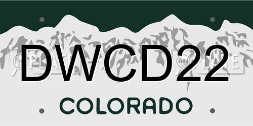 DWCD22 Colorado License Plate