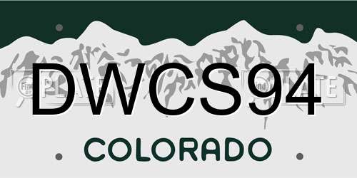 DWCS94 Colorado License Plate