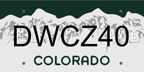 DWCZ40 Colorado License Plate