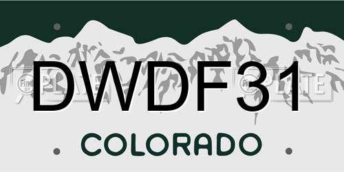 DWDF31 Colorado License Plate