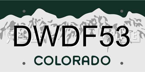 DWDF53 Colorado License Plate