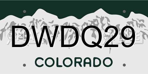 DWDQ29 Colorado License Plate