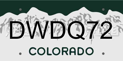 DWDQ72 Colorado License Plate
