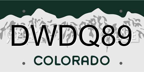 DWDQ89 Colorado License Plate
