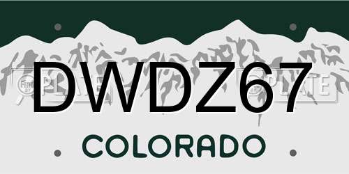 DWDZ67 Colorado License Plate