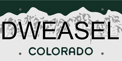 DWEASEL Colorado License Plate