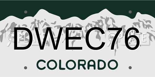 DWEC76 Colorado License Plate