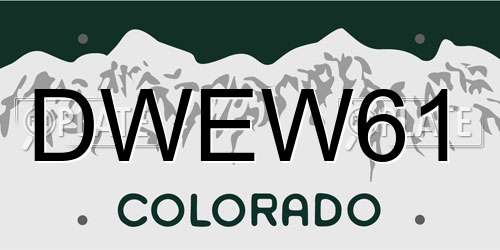 DWEW61 Colorado License Plate