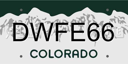 DWFE66 Colorado License Plate