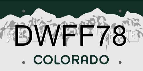 DWFF78 Colorado License Plate