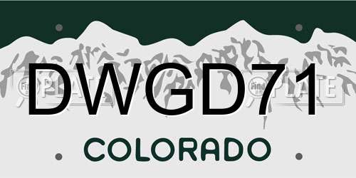 DWGD71 Colorado License Plate