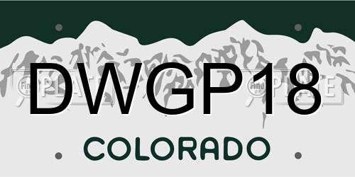 DWGP18 Colorado License Plate
