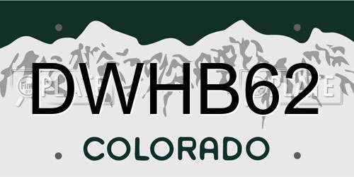 DWHB62 Colorado License Plate