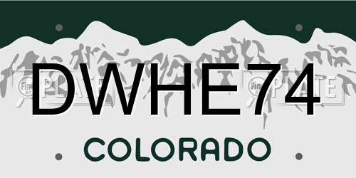 DWHE74 Colorado License Plate