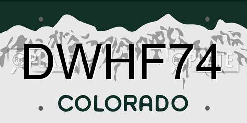 DWHF74 Colorado License Plate