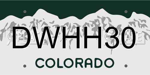 DWHH30 Colorado License Plate
