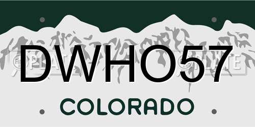 DWHO57 Colorado License Plate