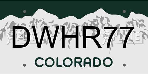 DWHR77 Colorado License Plate