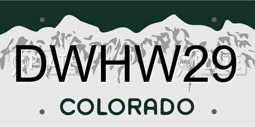 DWHW29 Colorado License Plate