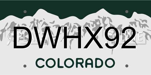 DWHX92 Colorado License Plate